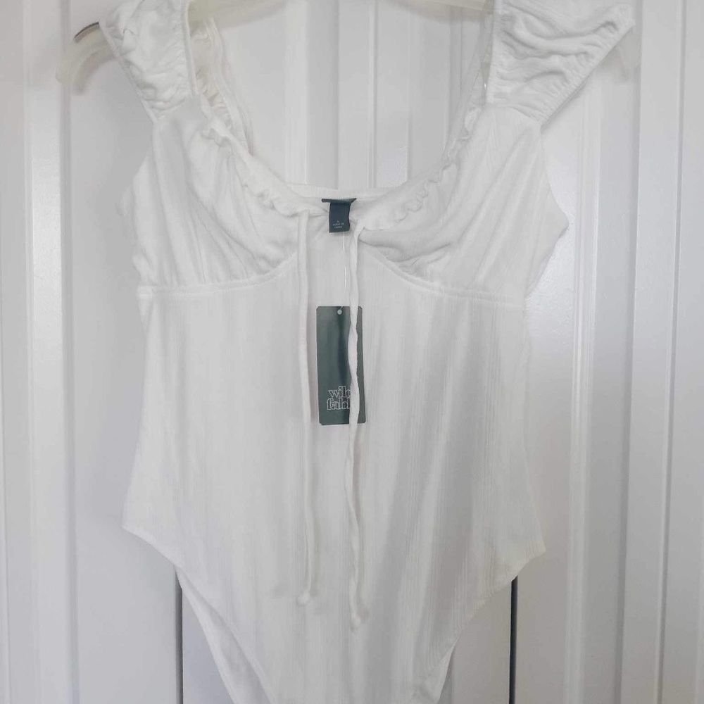 NWT Wild Fable White Ruffled Milkmaid Bodysuit/One Piece Size Large
